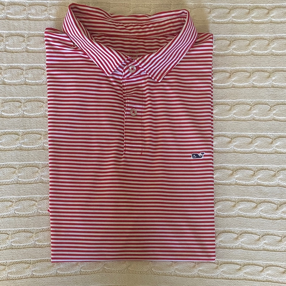 Vineyard Vines Red and White Striped Performance Shirt